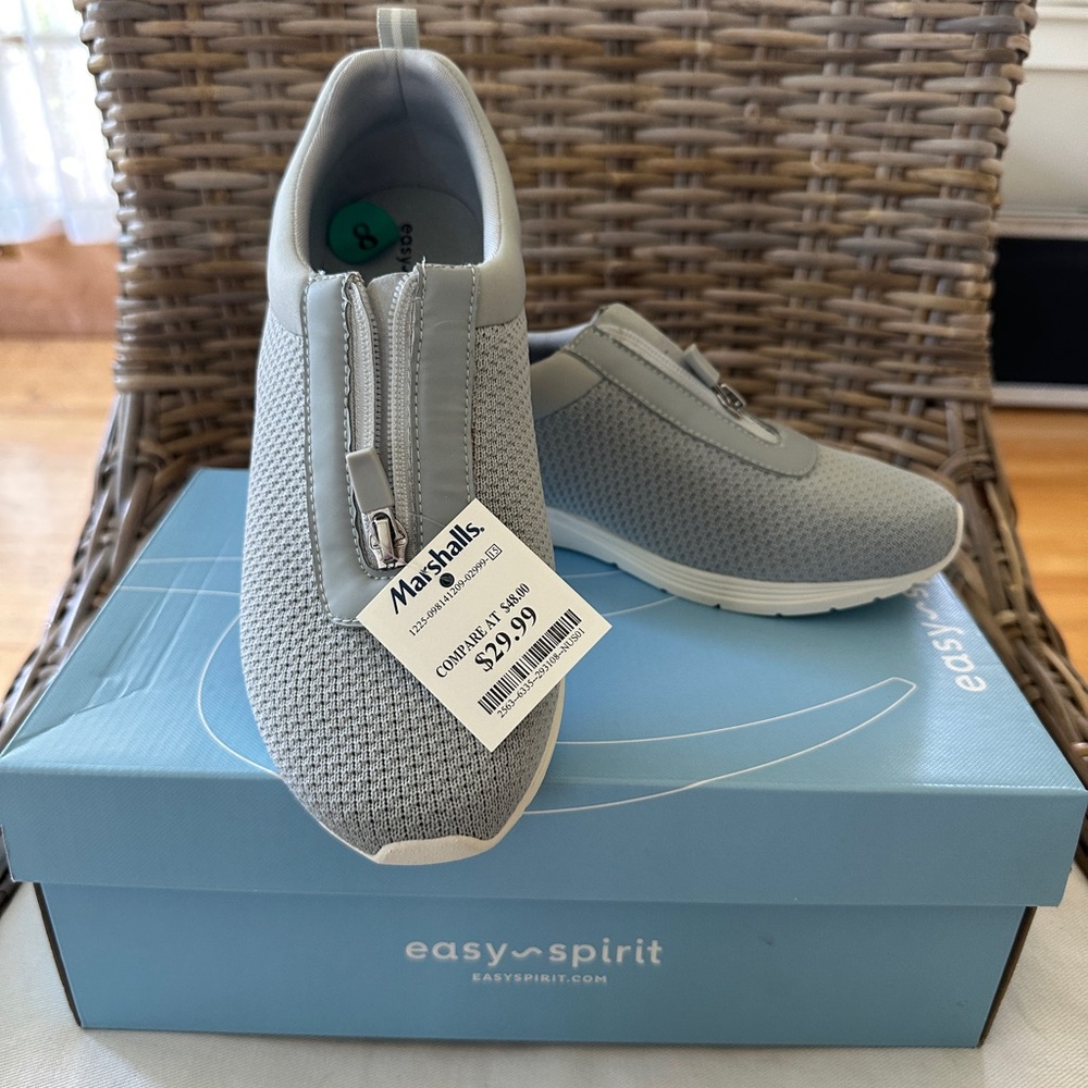 Easy Spirit Light Gray Zip Sneakers